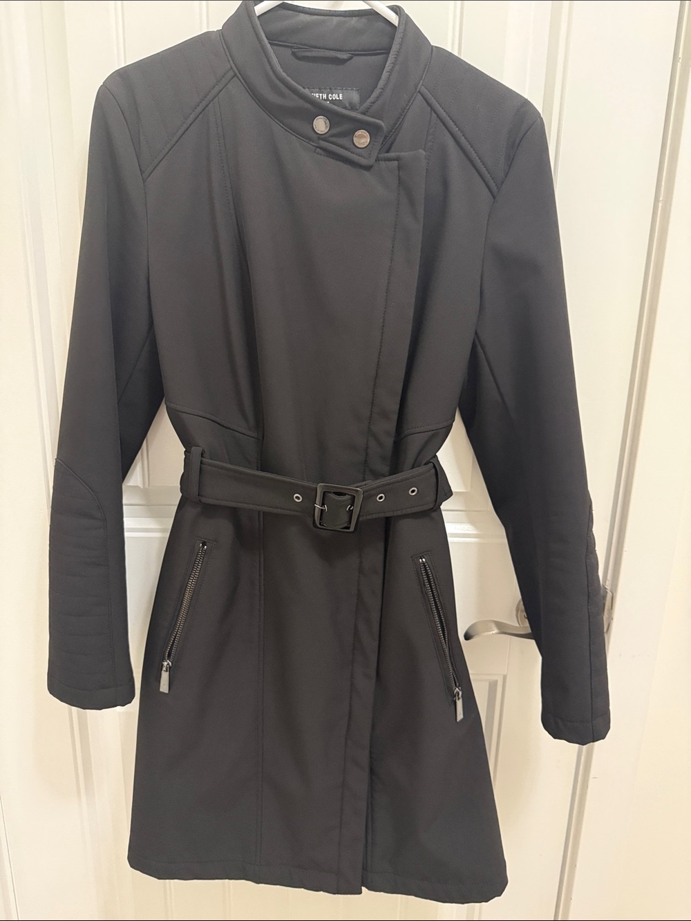 Kenneth Cole Black Belted Trench Coat